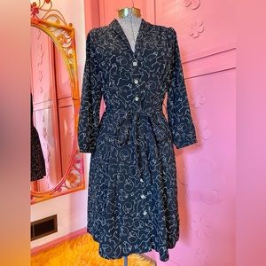 JOANIE Black Cat Patterned Women's Dress US 10 / UK 14